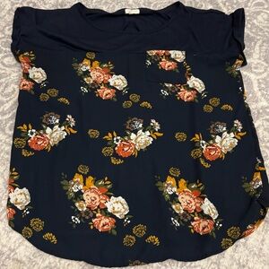 Mason Belle Navy Floral Women's Blouse size large
